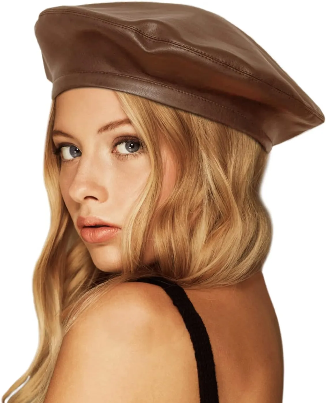 Wheebo PU Leather Berets for Women French Beret Hats Artist Painter Hat Classic Solid Style