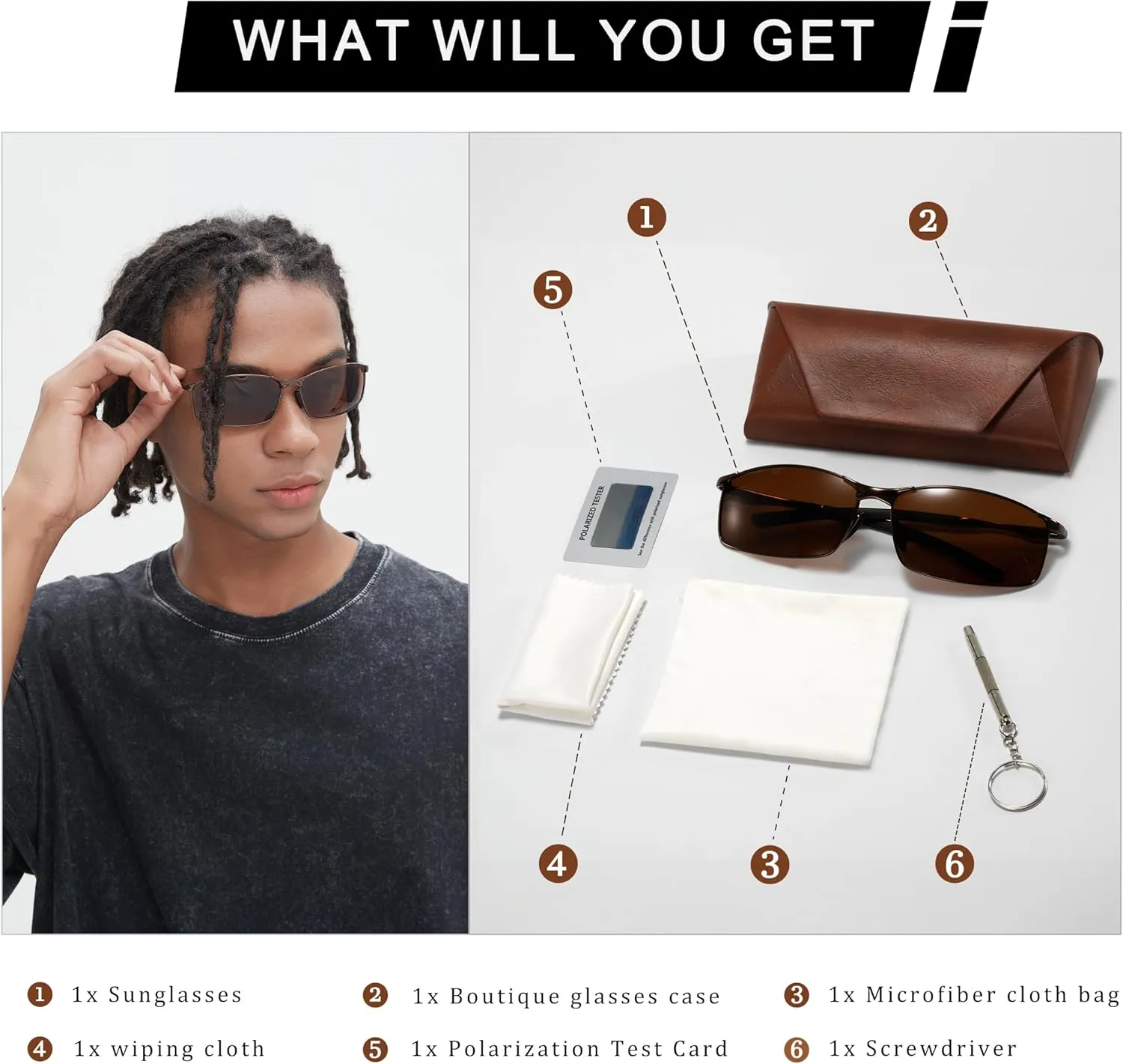 Wide Metal Frame Polarized Sunglasses Rectangle UV400  Protection Skinny Retro Sunnies for Men Women