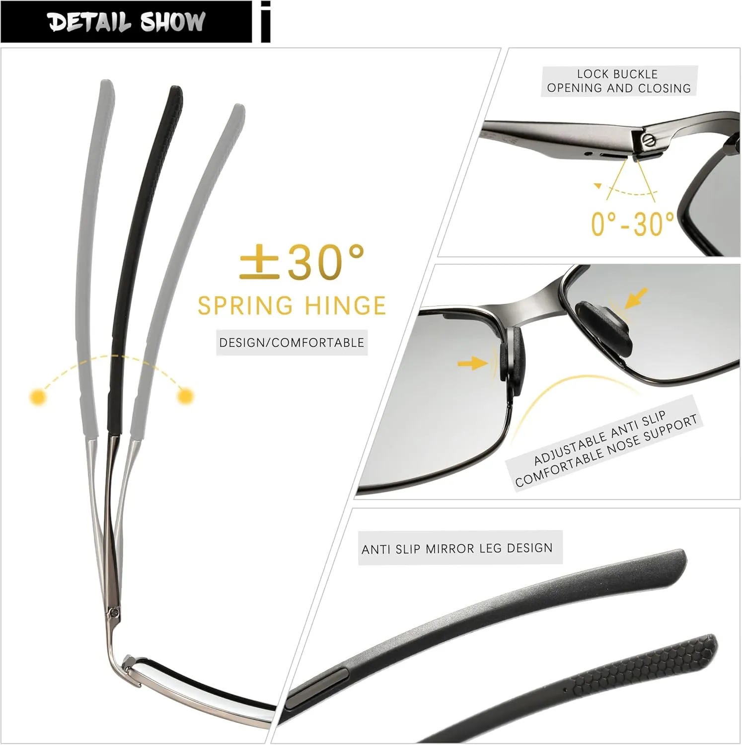 Wide Metal Frame Polarized Sunglasses Rectangle UV400  Protection Skinny Retro Sunnies for Men Women