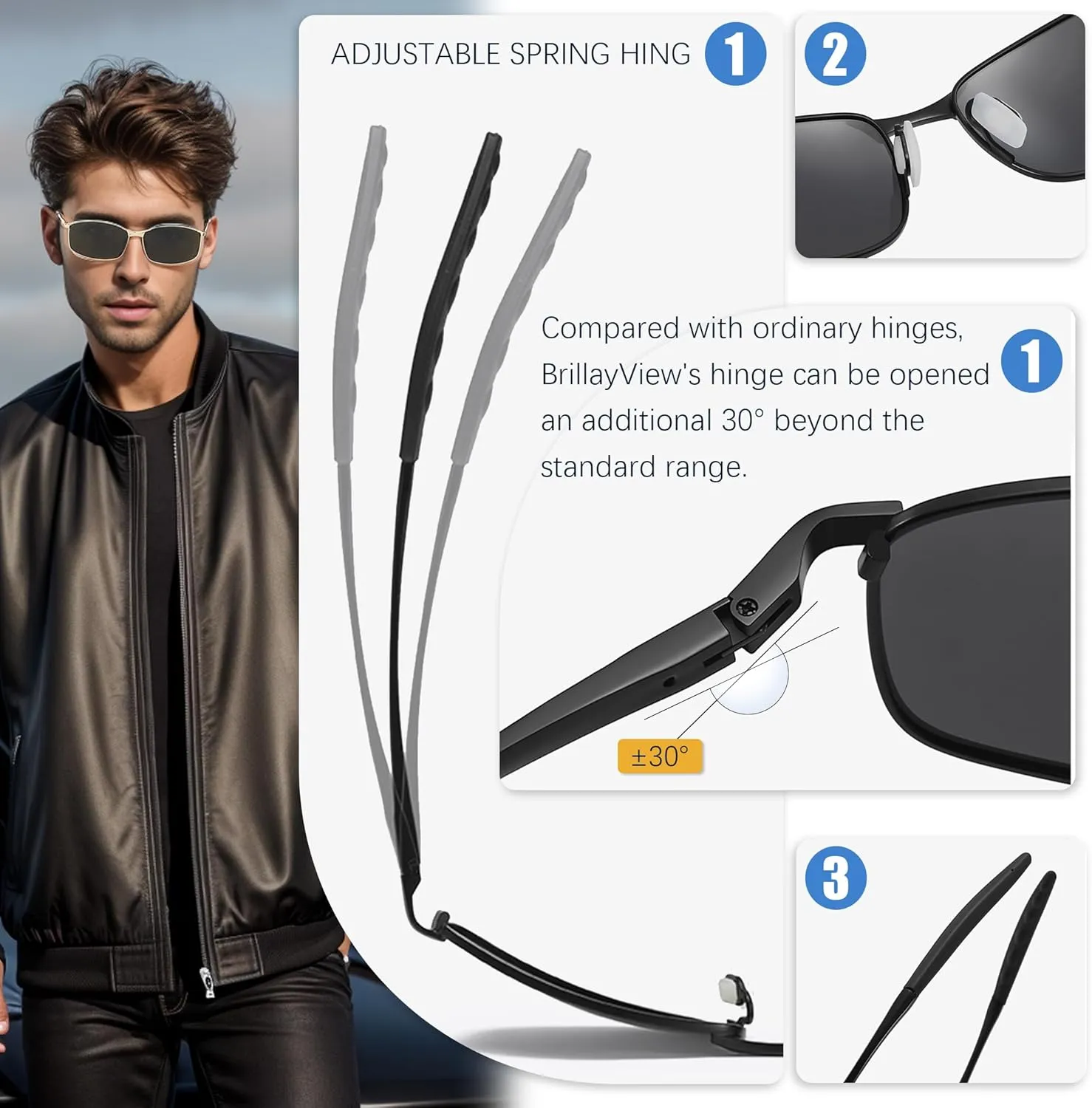 Wide Metal Frame Polarized Sunglasses Rectangle UV400  Protection Skinny Retro Sunnies for Men Women