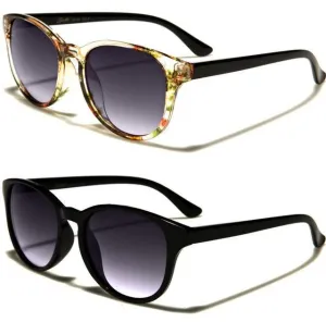Women's Black Clear and Floral Print Polarized Round sunglasses
