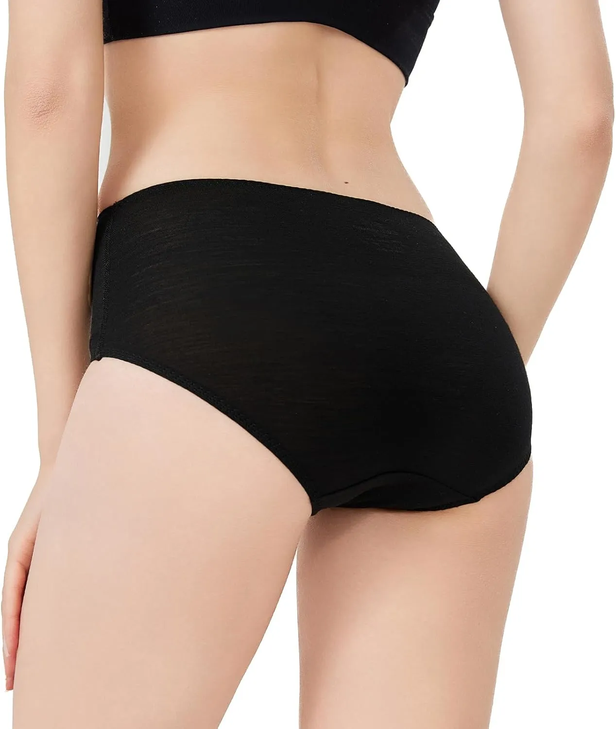 Womens Merino Wool High-Waisted Underwear, Quick-Drying Briefs for Hiking Outdoors