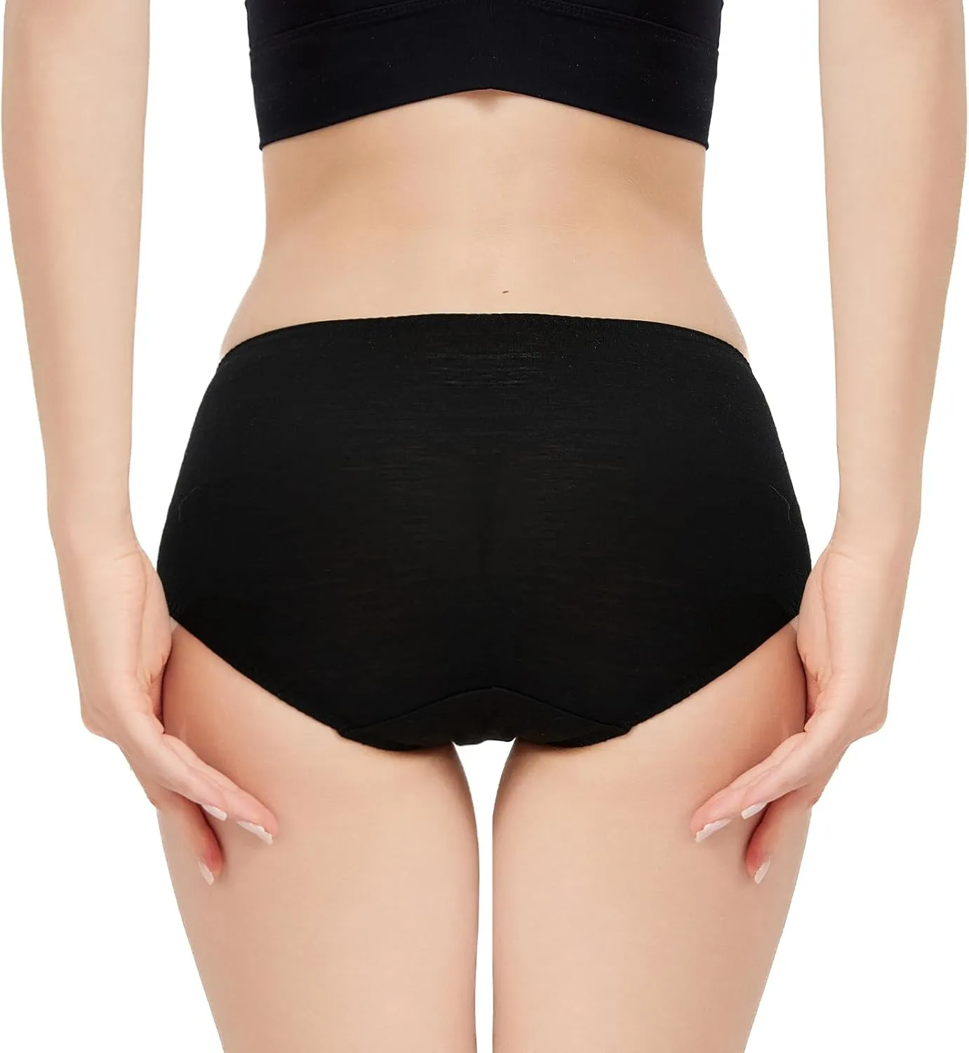 Womens Merino Wool High-Waisted Underwear, Quick-Drying Briefs for Hiking Outdoors