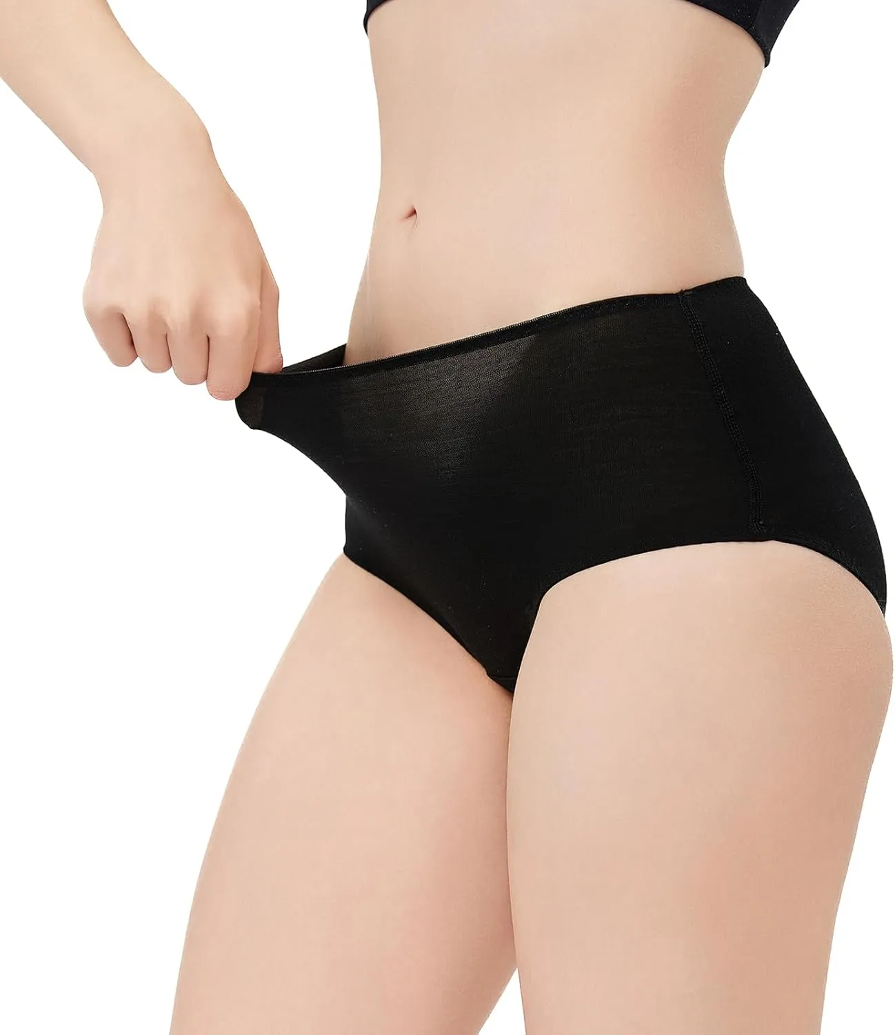 Womens Merino Wool High-Waisted Underwear, Quick-Drying Briefs for Hiking Outdoors