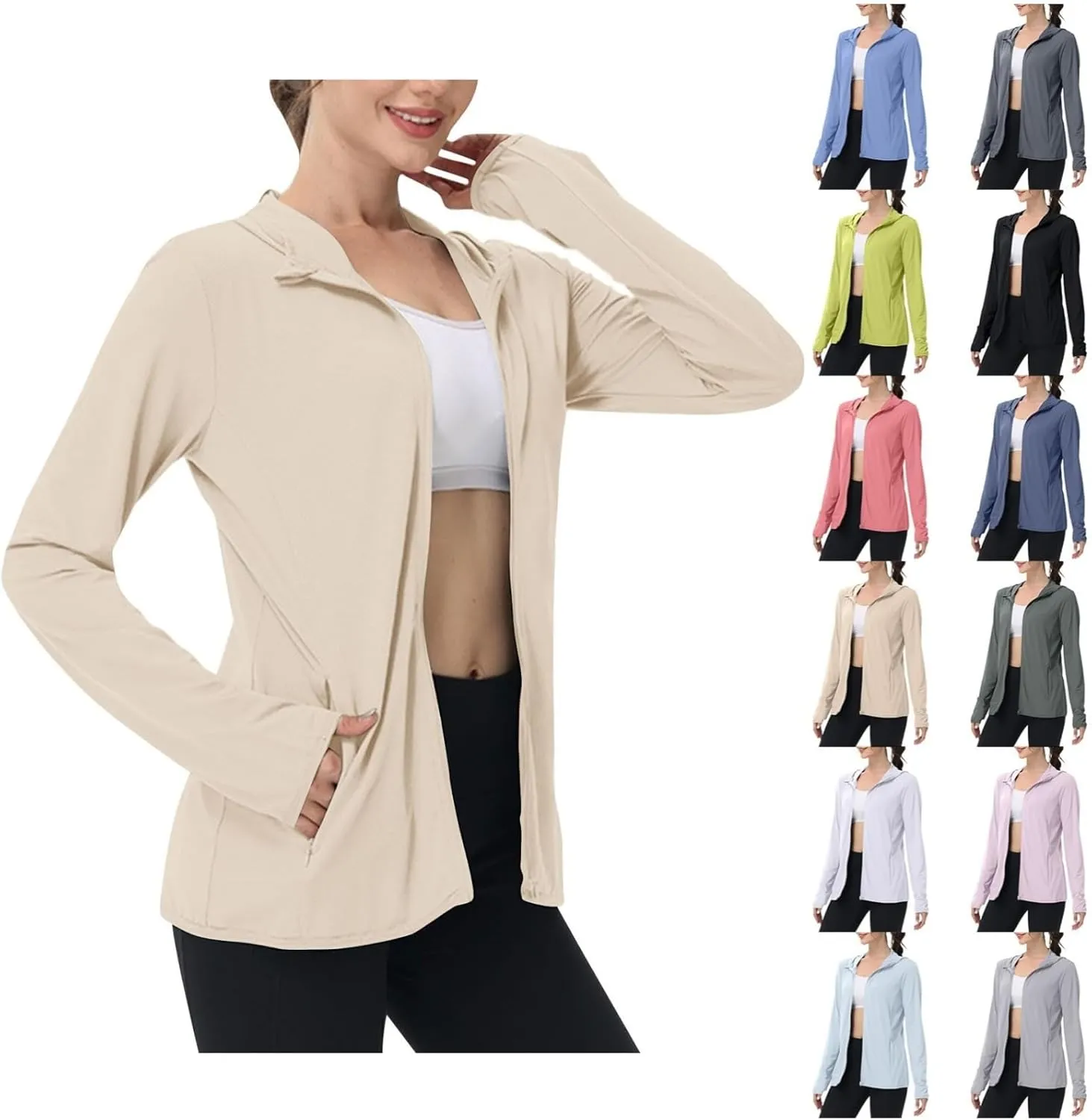 Women's UPF 50  UV Sun Protection Jacket Hooded SPF Cooling Sun Shirt Lightweight Hiking Fishing Summer Clothing