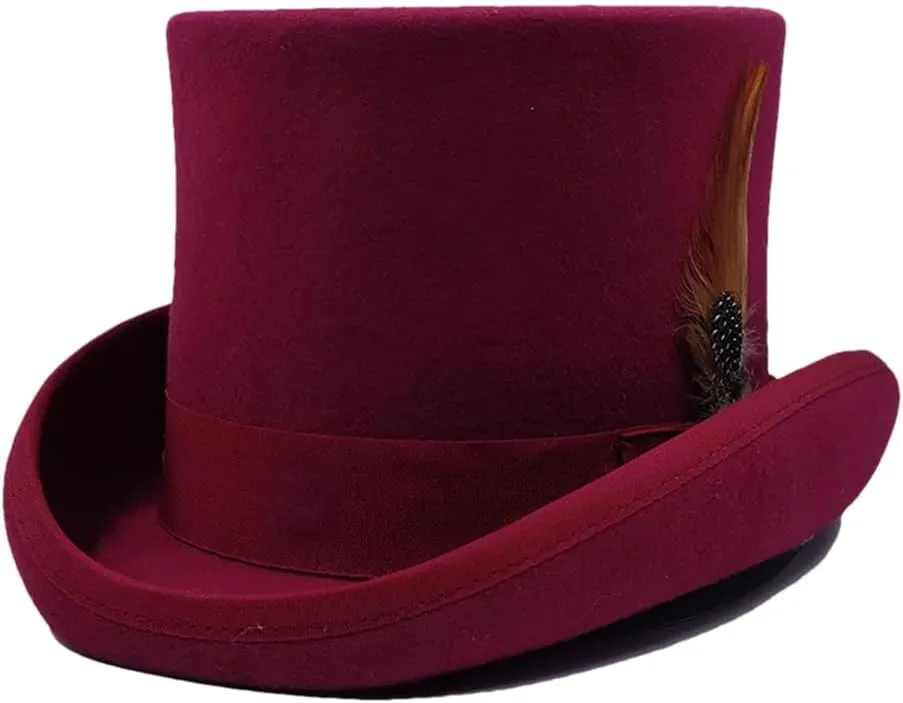 Wool Felt High Top Hat Wool Magician High Hat Jazz Top Hats Men and Women Flat Felt Hat Men's Costume Hats 45 XL 61cm