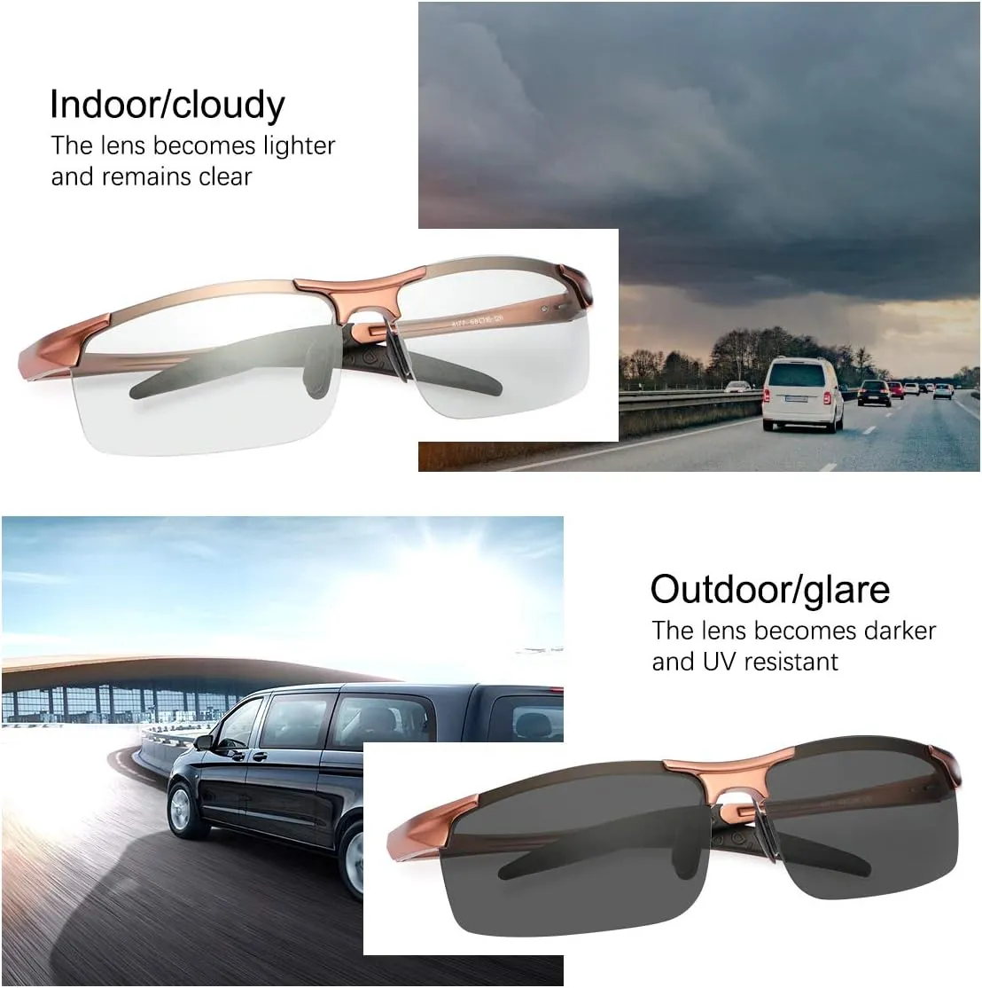 YIMI Men Photochromic Polarized Sports Sunglasses Cycling Fishing Driving Glasses UV Protection Eyeglasses Anti Glare Eyewear