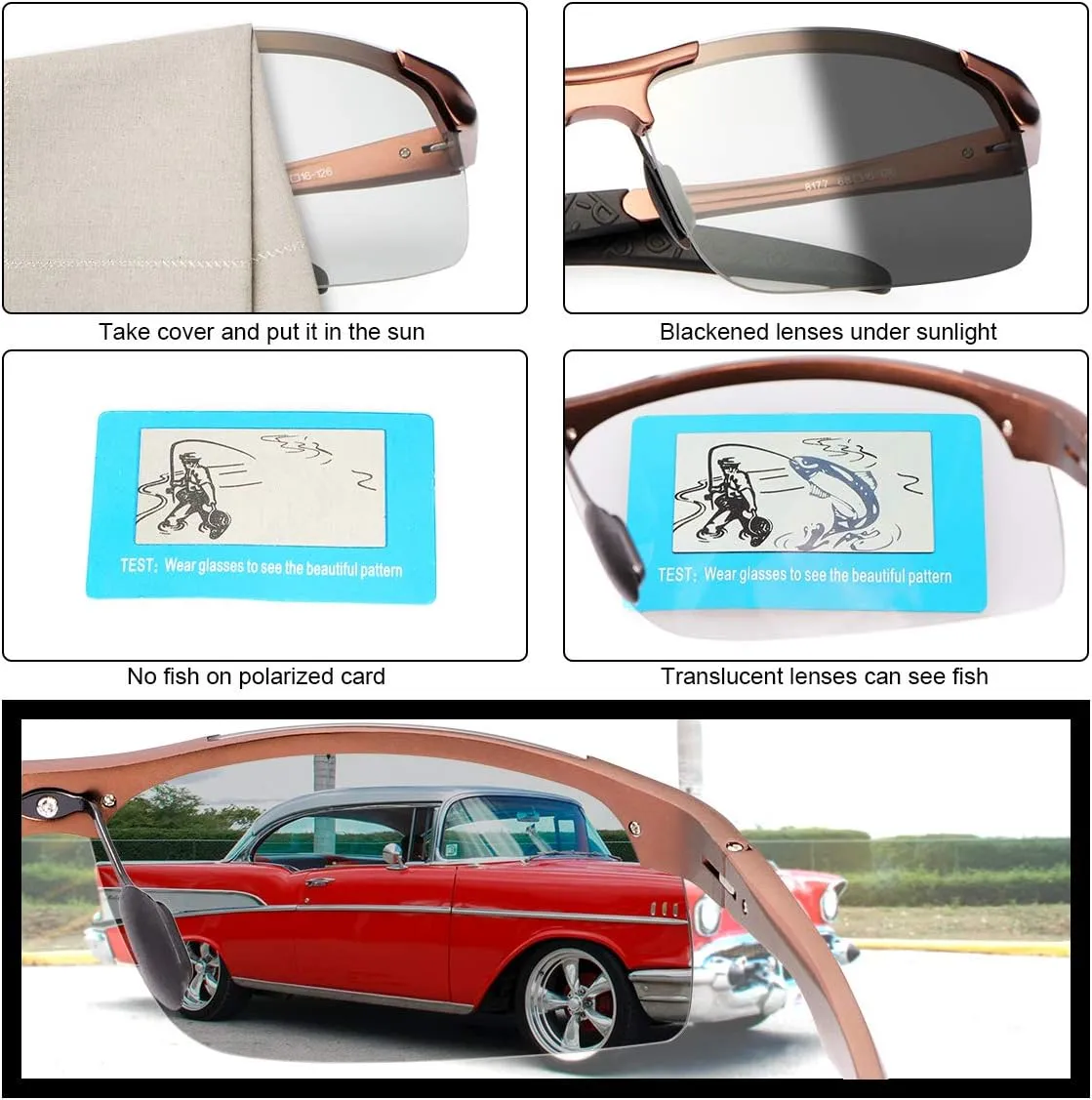 YIMI Men Photochromic Polarized Sports Sunglasses Cycling Fishing Driving Glasses UV Protection Eyeglasses Anti Glare Eyewear